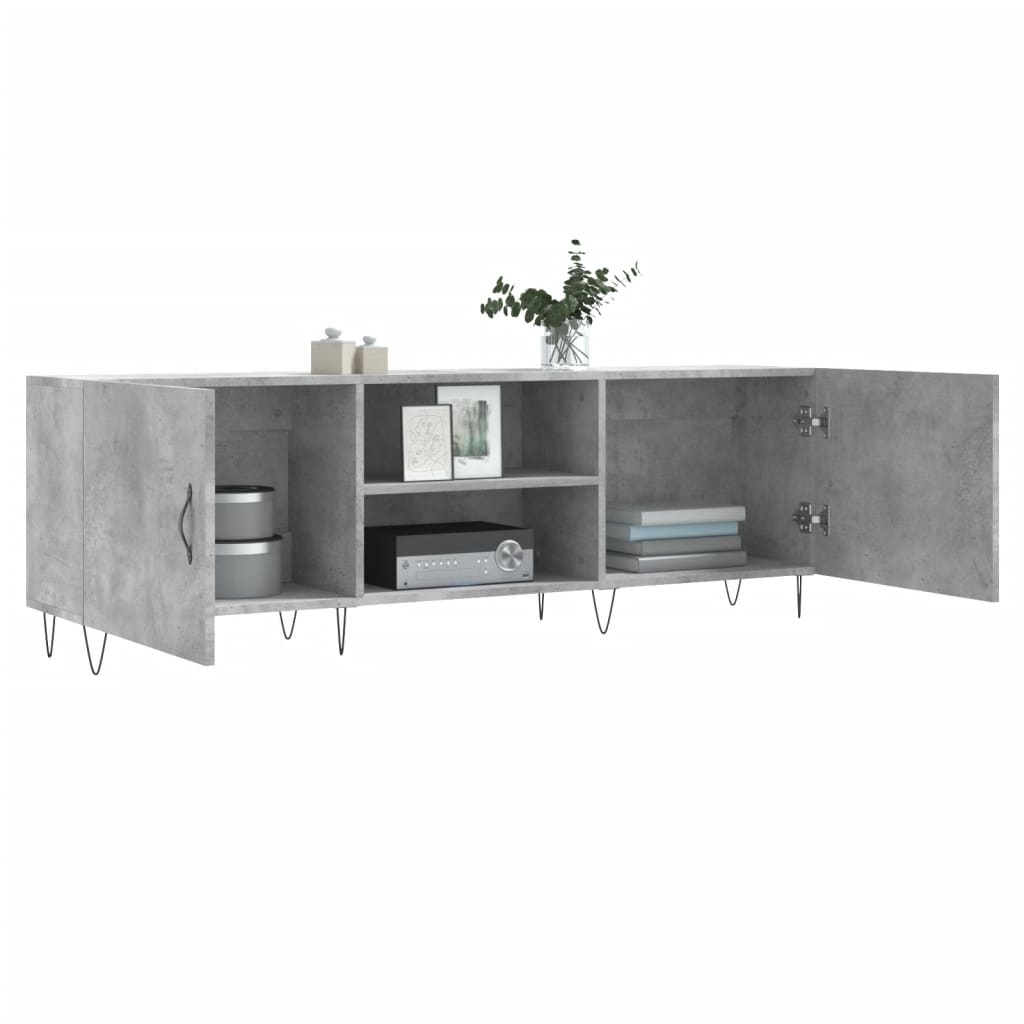 Meuble TV gris béton 150x30x50 cm en bois