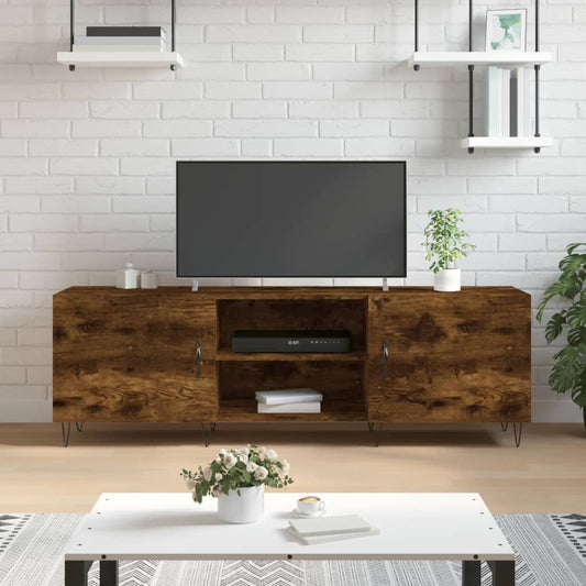 Meuble TV chêne fumé 150x30x50 cm matériau bois