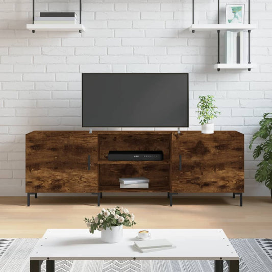 Meuble TV chêne fumé 150x30x50 cm matériau bois