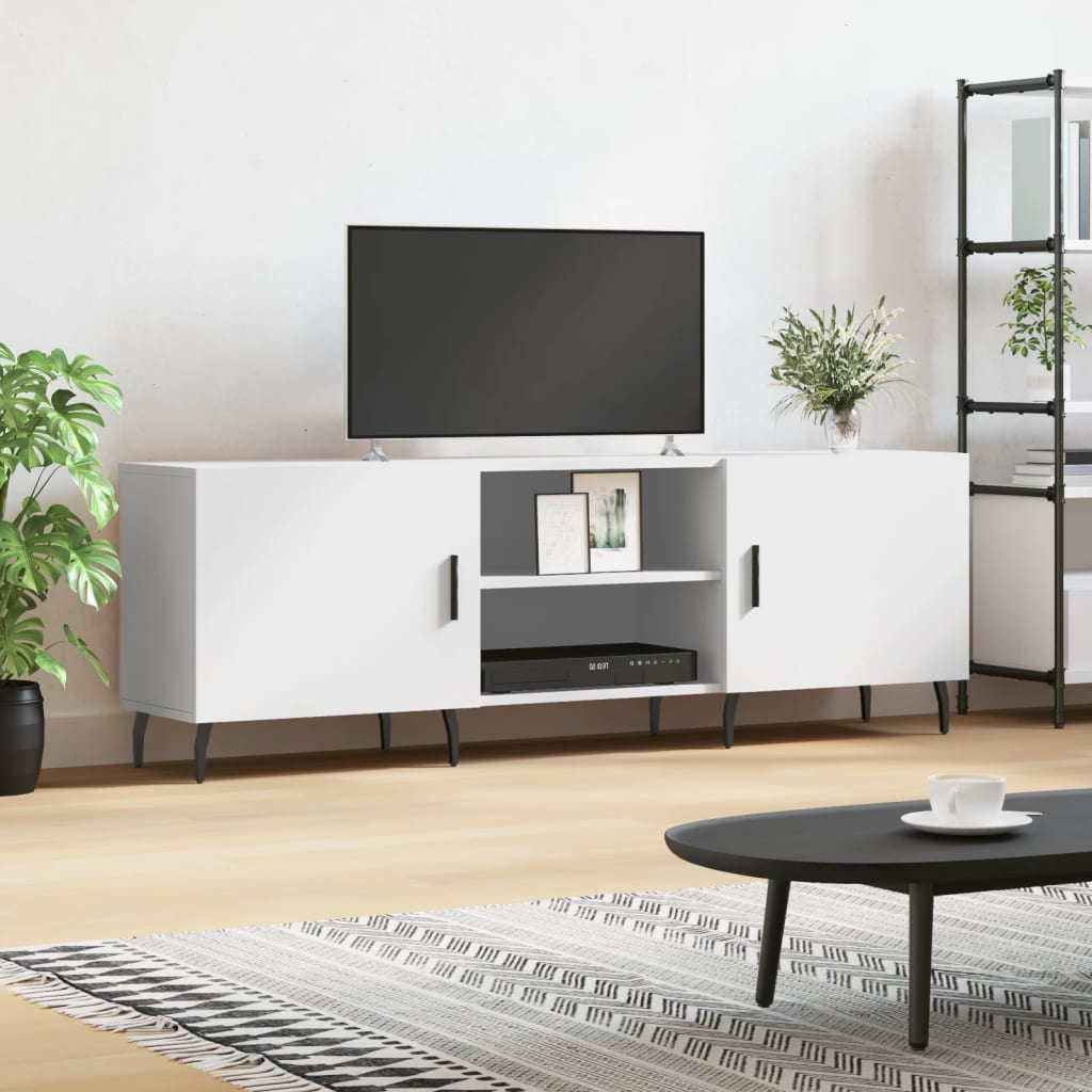 Meuble TV blanc 150x30x50 cm en bois