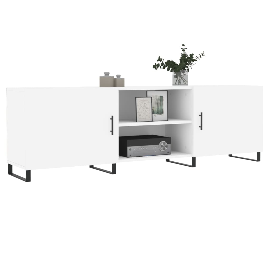 Meuble TV blanc 150x30x50 cm en bois