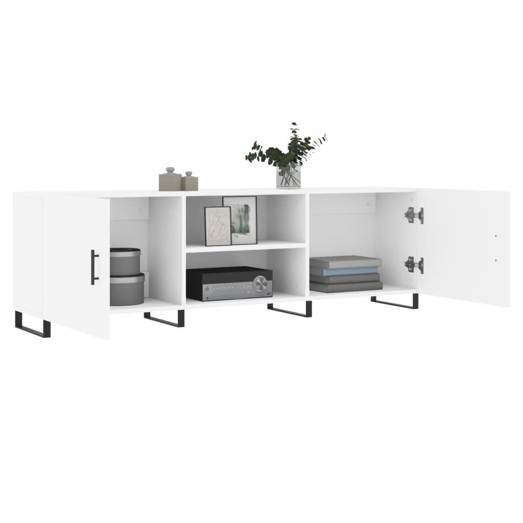 Meuble TV blanc 150x30x50 cm en bois