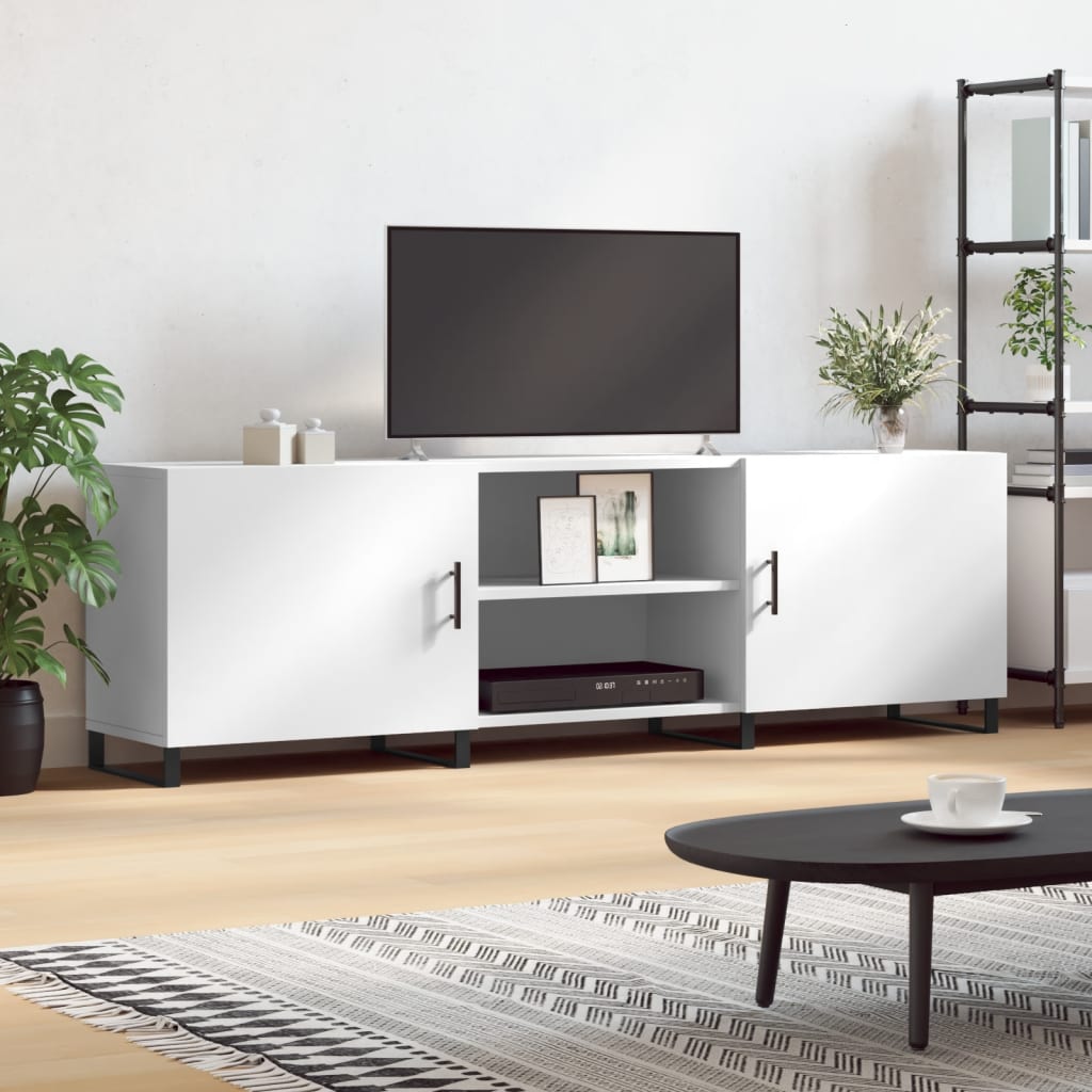 Meuble TV blanc 150x30x50 cm en bois