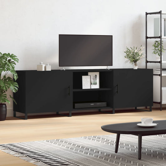 Meuble TV noir 150x30x50 cm en bois