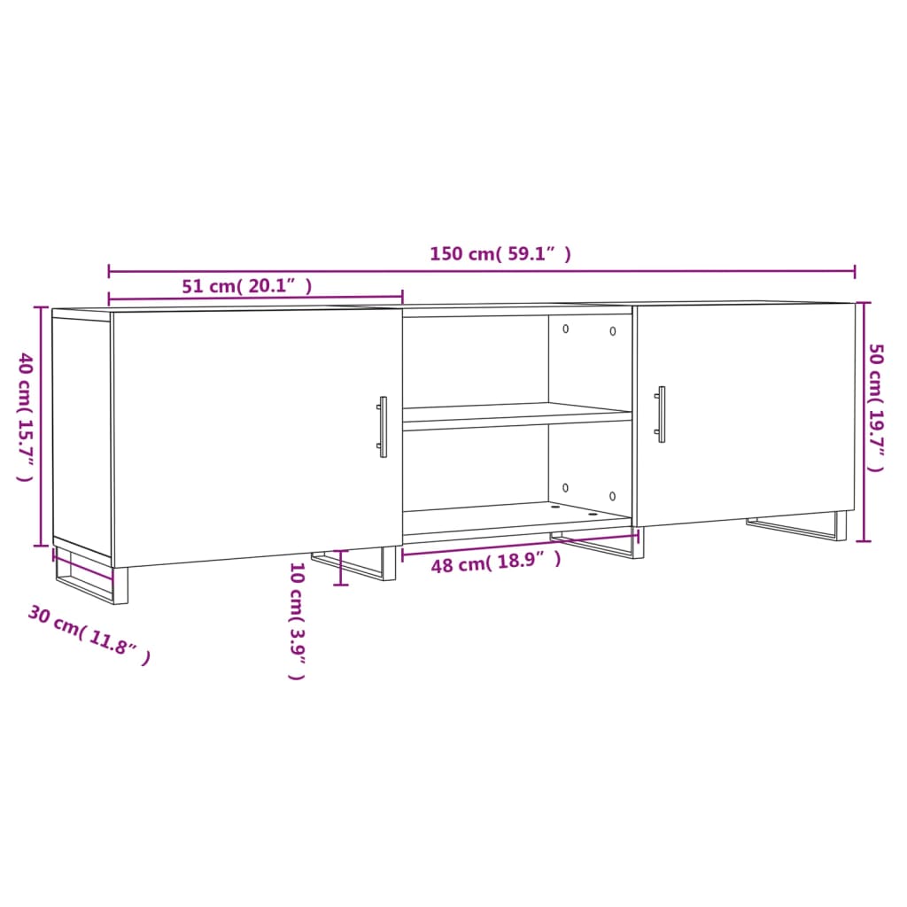 TV-Schrank Grau Sonoma 150x30x50 cm Holzwerkstoff