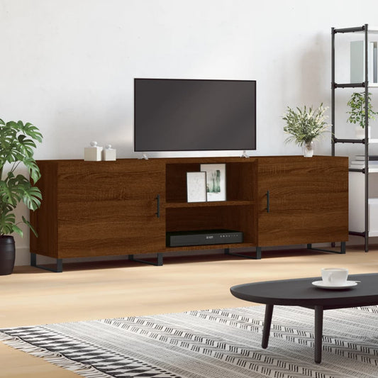 Meuble TV aspect chêne marron 150x30x50 cm matériau bois