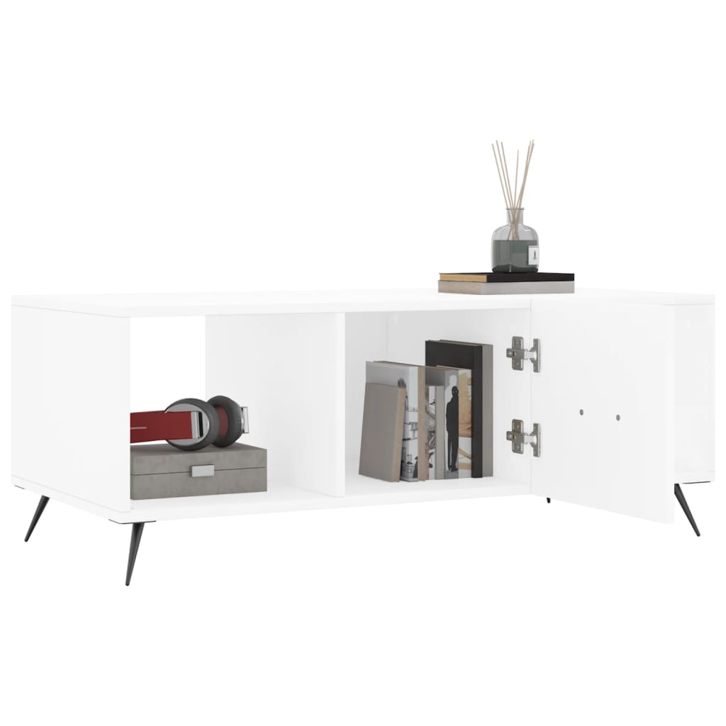 Table basse blanche 102x50x40 cm en bois