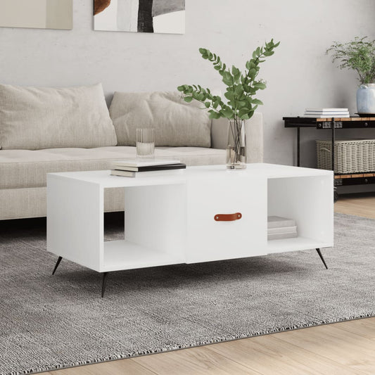 Table basse blanche 102x50x40 cm en bois