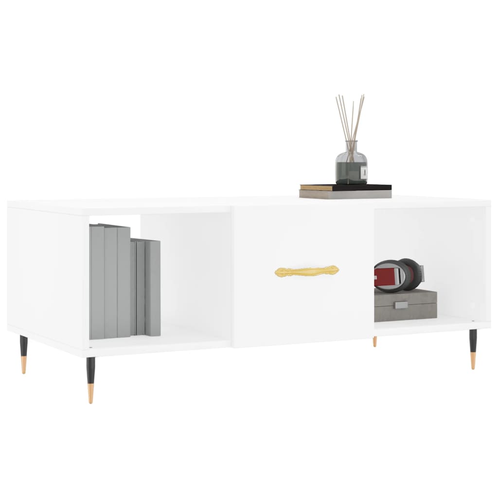 Table basse blanche 102x50x40 cm en bois