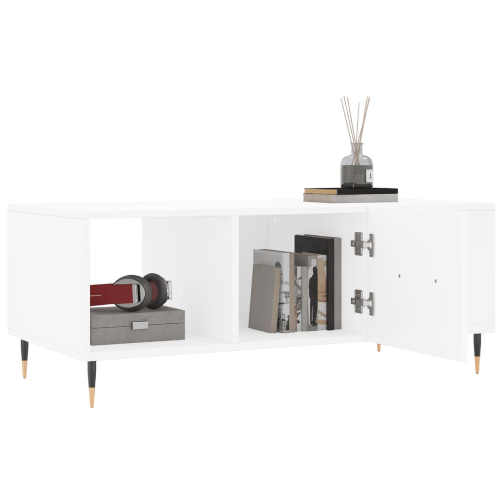 Table basse blanche 102x50x40 cm en bois