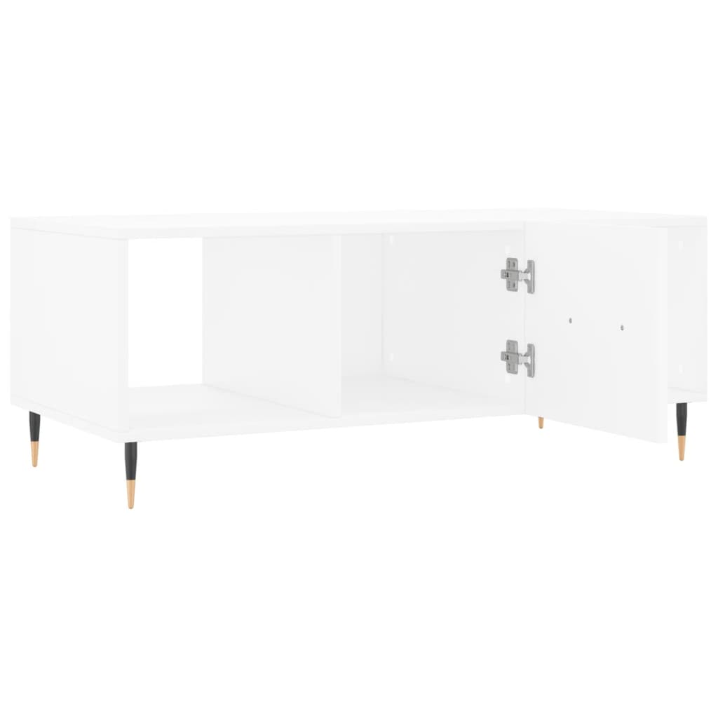 Table basse blanche 102x50x40 cm en bois