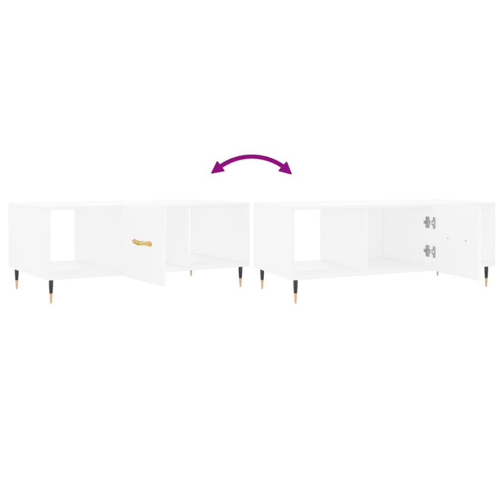 Table basse blanche 102x50x40 cm en bois