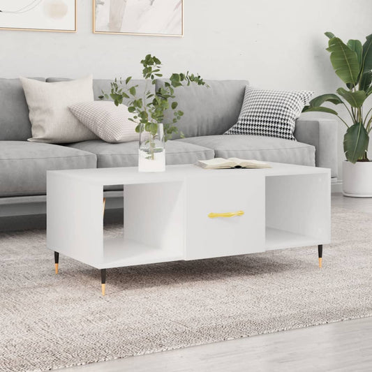 Table basse blanche 102x50x40 cm en bois