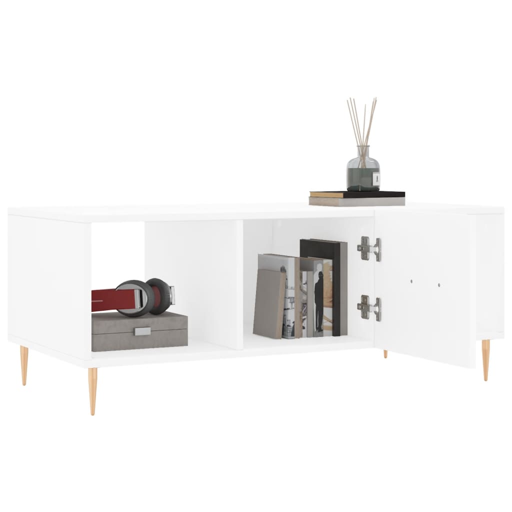 Table basse blanche 102x50x40 cm en bois