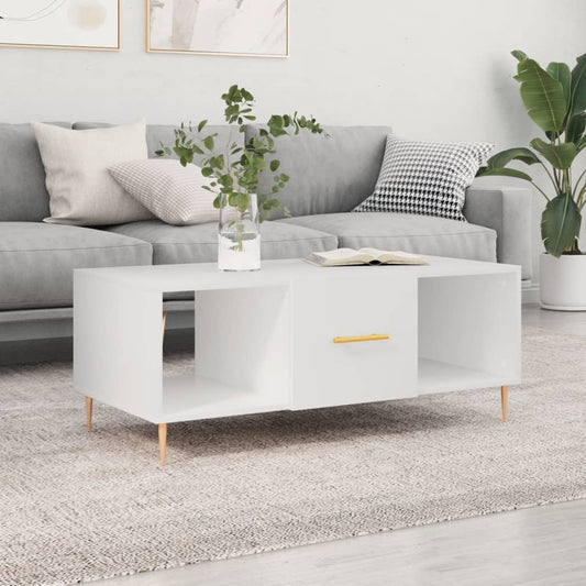Table basse blanche 102x50x40 cm en bois