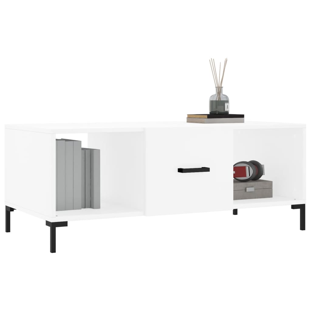 Table basse blanche 102x50x40 cm en bois