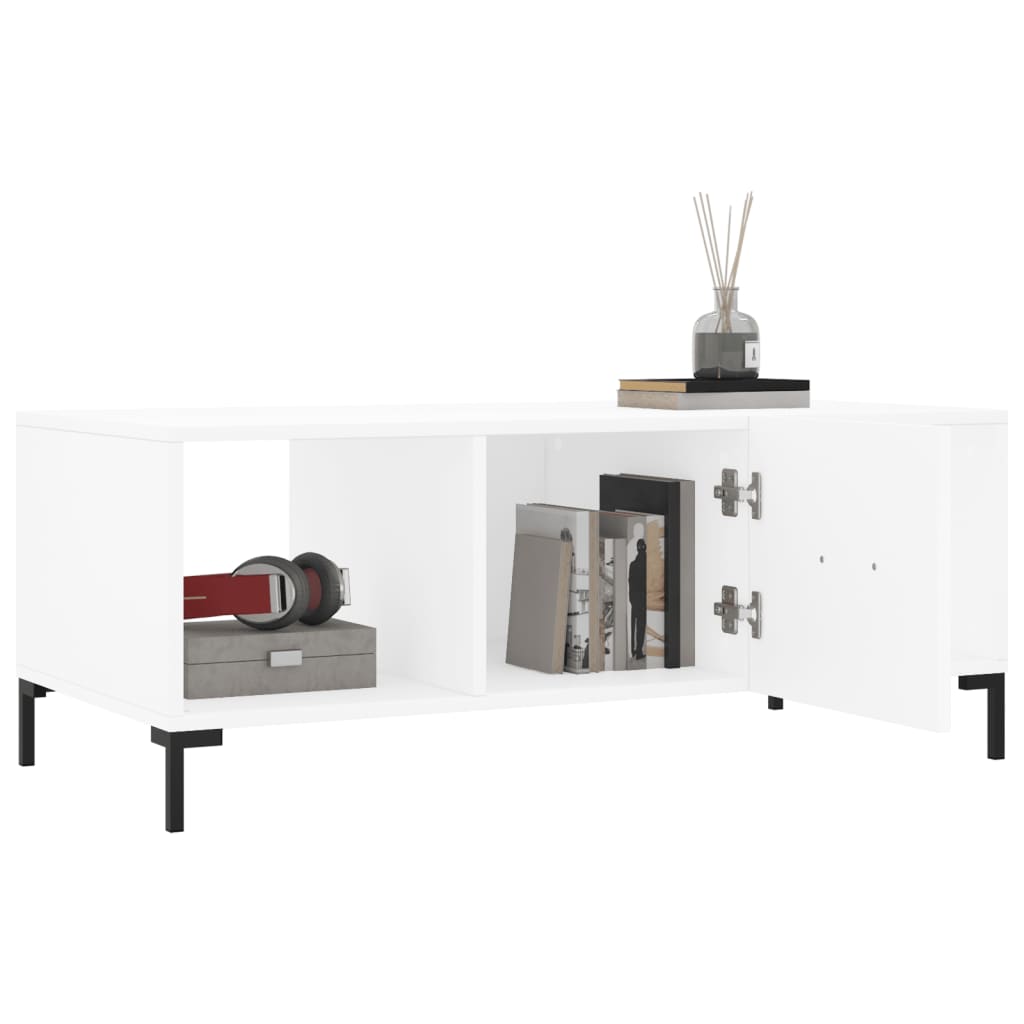 Table basse blanche 102x50x40 cm en bois