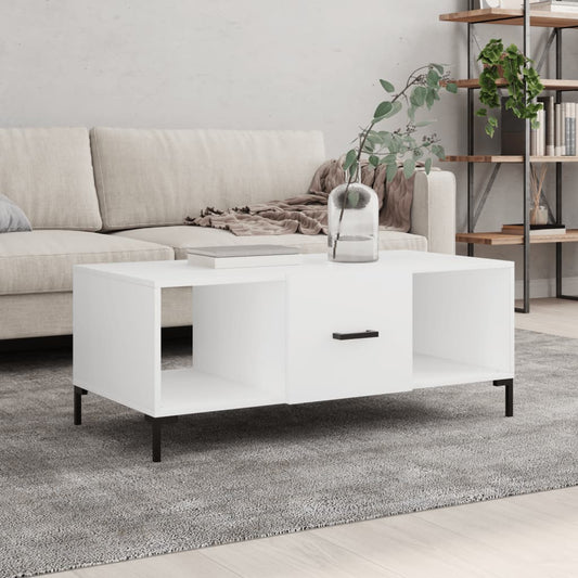Table basse blanche 102x50x40 cm en bois