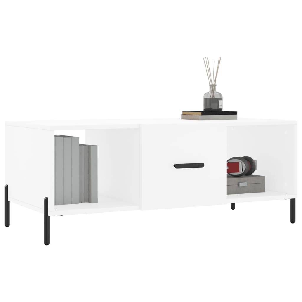 Table basse blanche 102x50x40 cm en bois