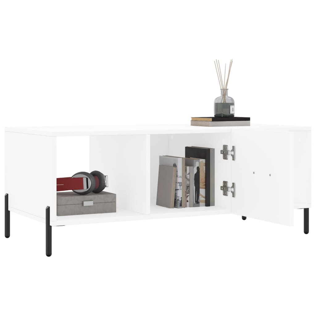 Table basse blanche 102x50x40 cm en bois