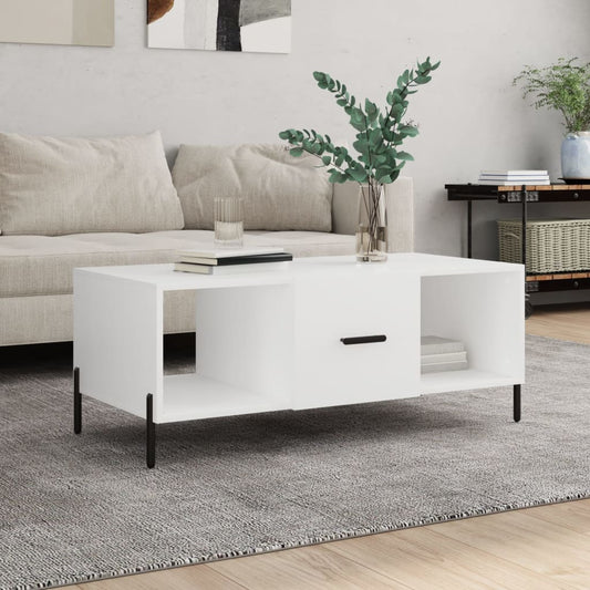 Table basse blanche 102x50x40 cm en bois