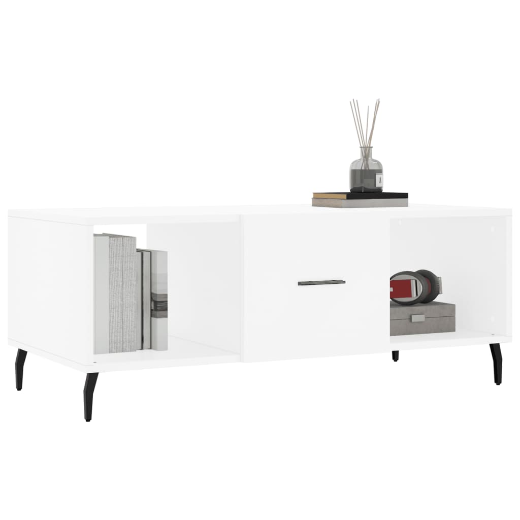 Table basse blanche 102x50x40 cm en bois