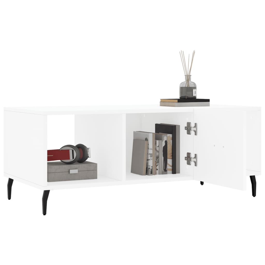 Table basse blanche 102x50x40 cm en bois