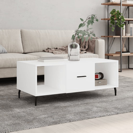 Table basse blanche 102x50x40 cm en bois