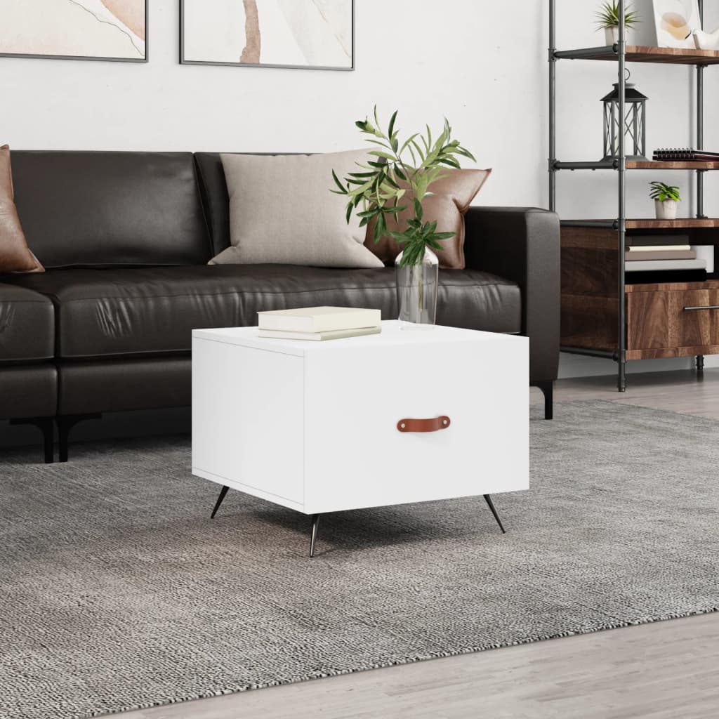 Table basse blanche 50x50x40 cm en bois