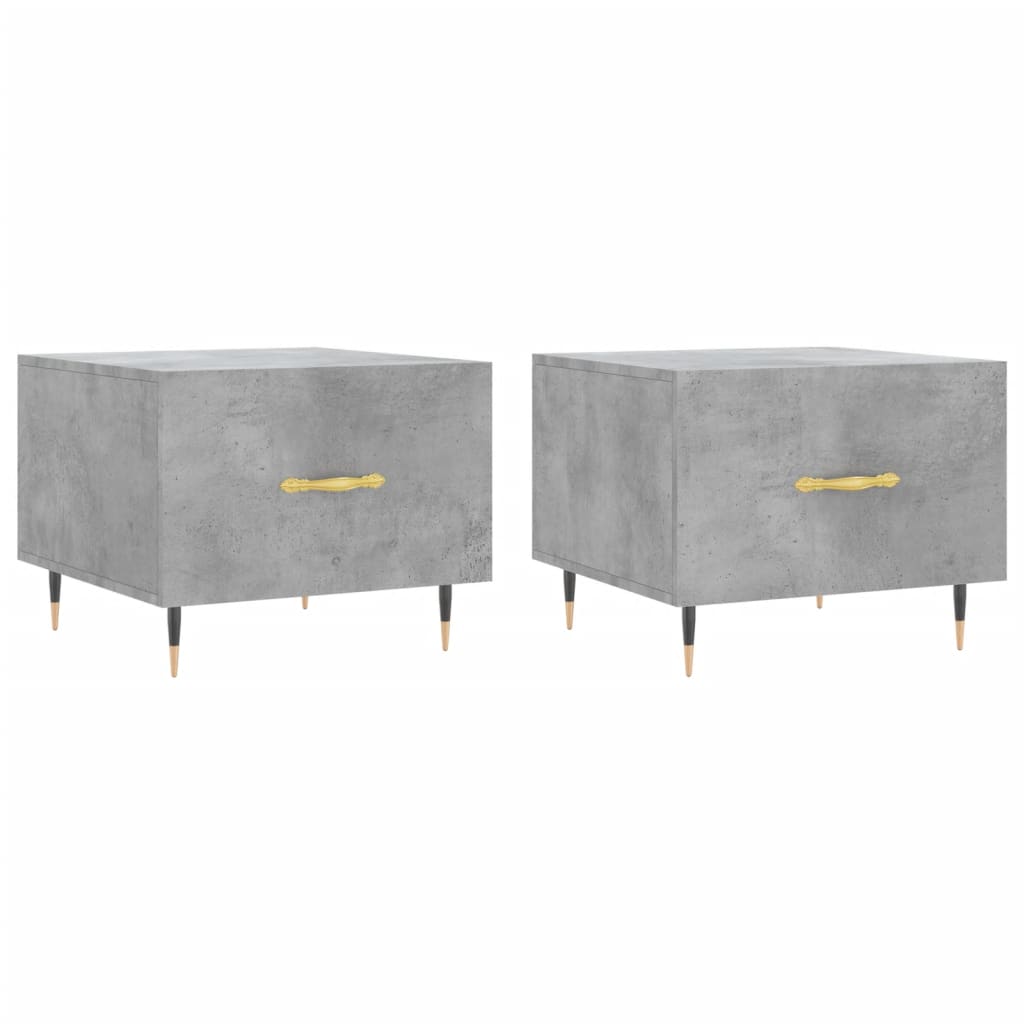 Tables basses 2 pcs. Gris béton 50x50x40 cm matériau bois