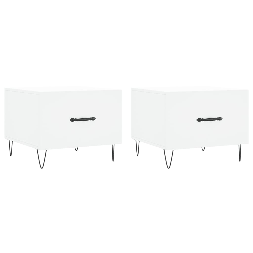 Tables basses 2 pcs. Blanc 50x50x40 cm en bois