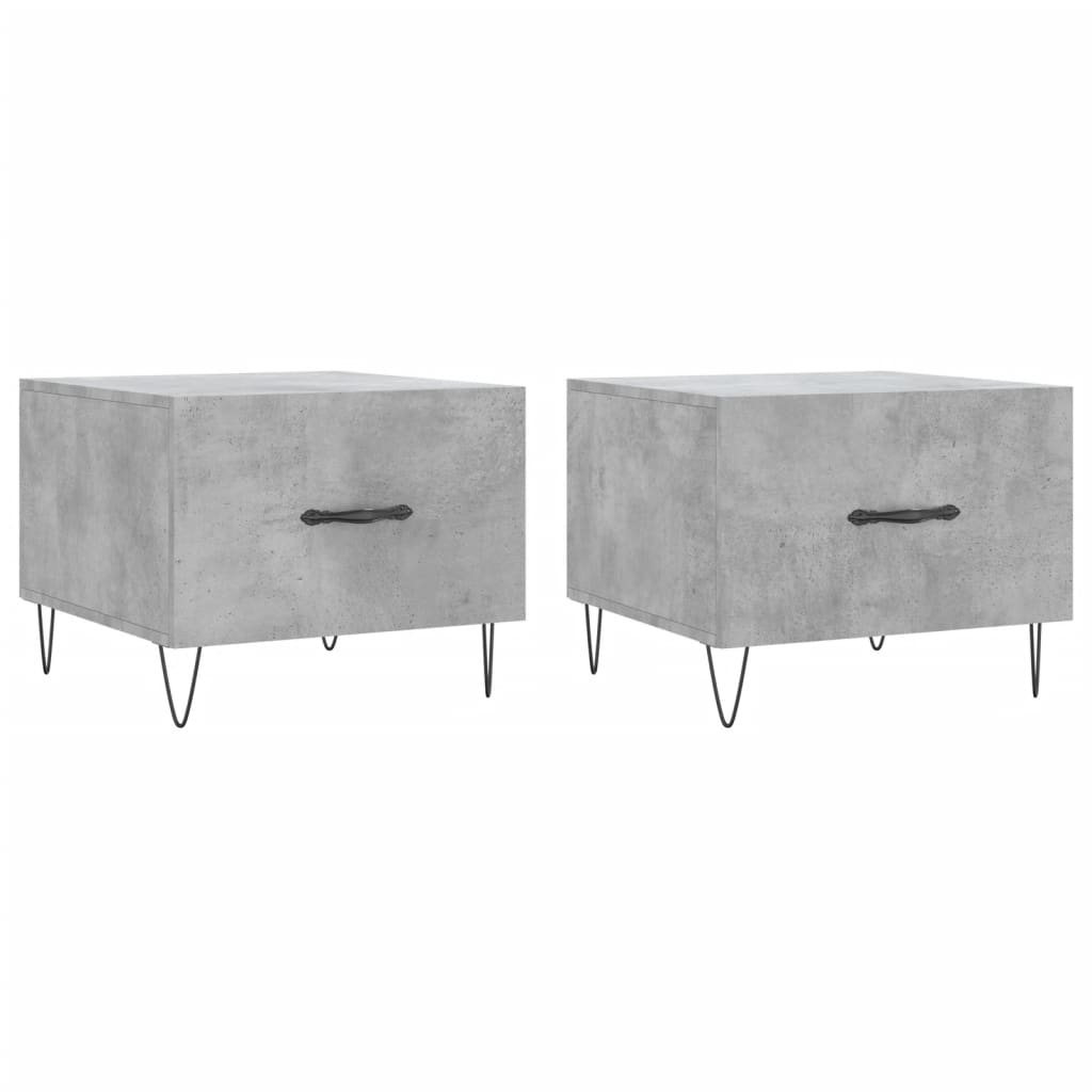 Tables basses 2 pcs. Gris béton 50x50x40 cm matériau bois