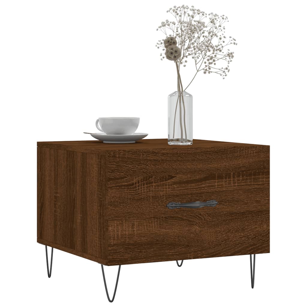 Table basse aspect chêne marron 50x50x40 cm en bois