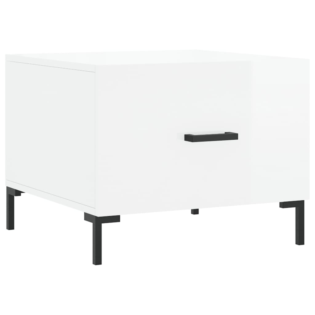 Tables basses 2 pcs. blanc brillant 50x50x40 cm en bois