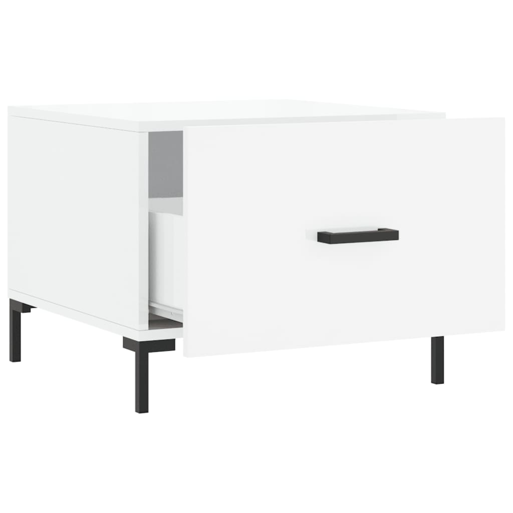 Tables basses 2 pcs. blanc brillant 50x50x40 cm en bois