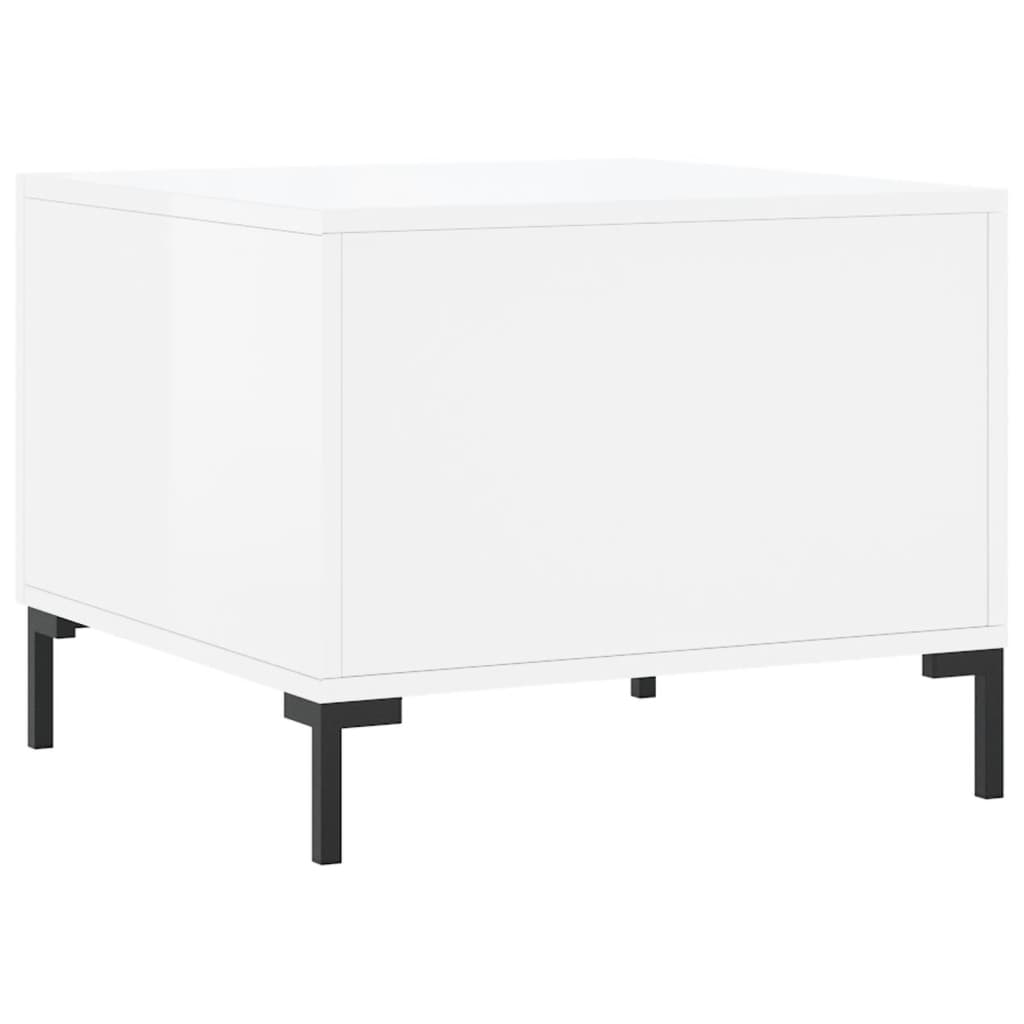 Tables basses 2 pcs. blanc brillant 50x50x40 cm en bois