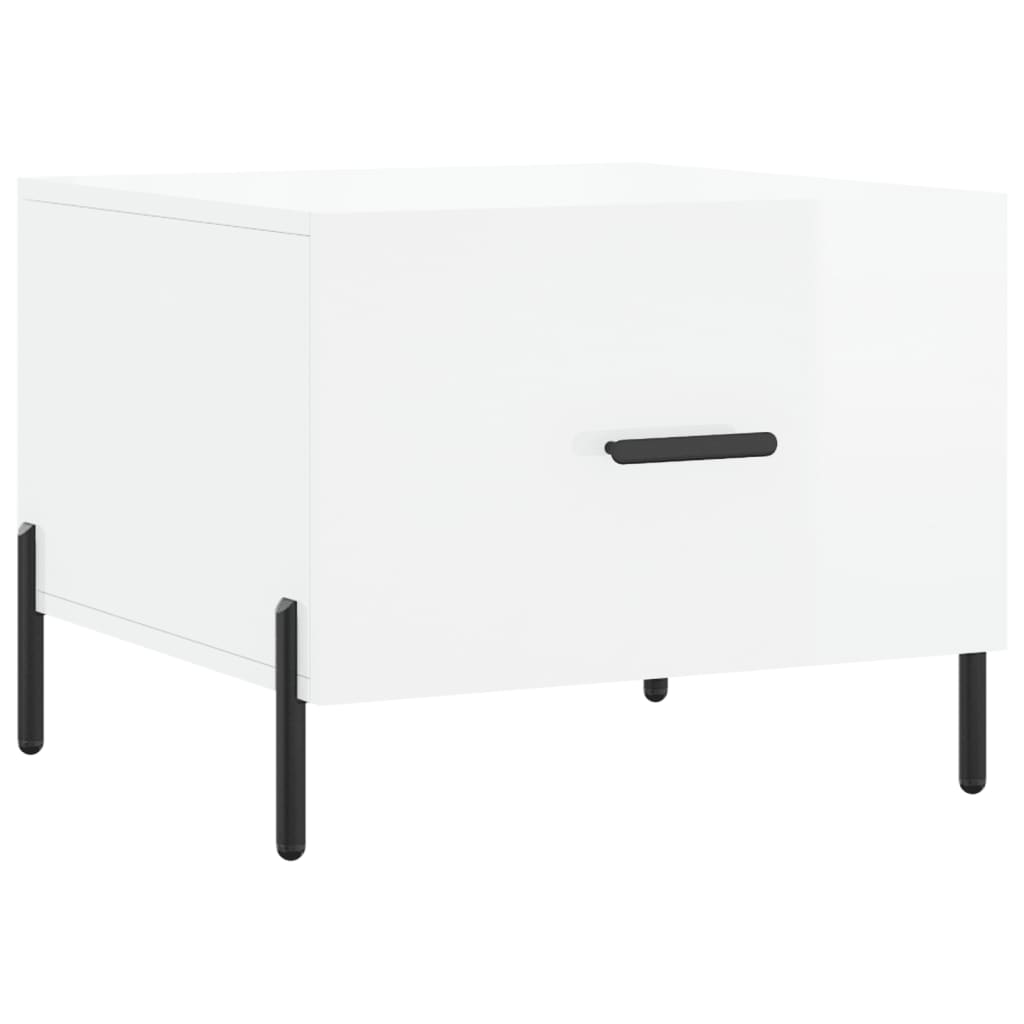 Tables basses 2 pcs. blanc brillant 50x50x40 cm en bois