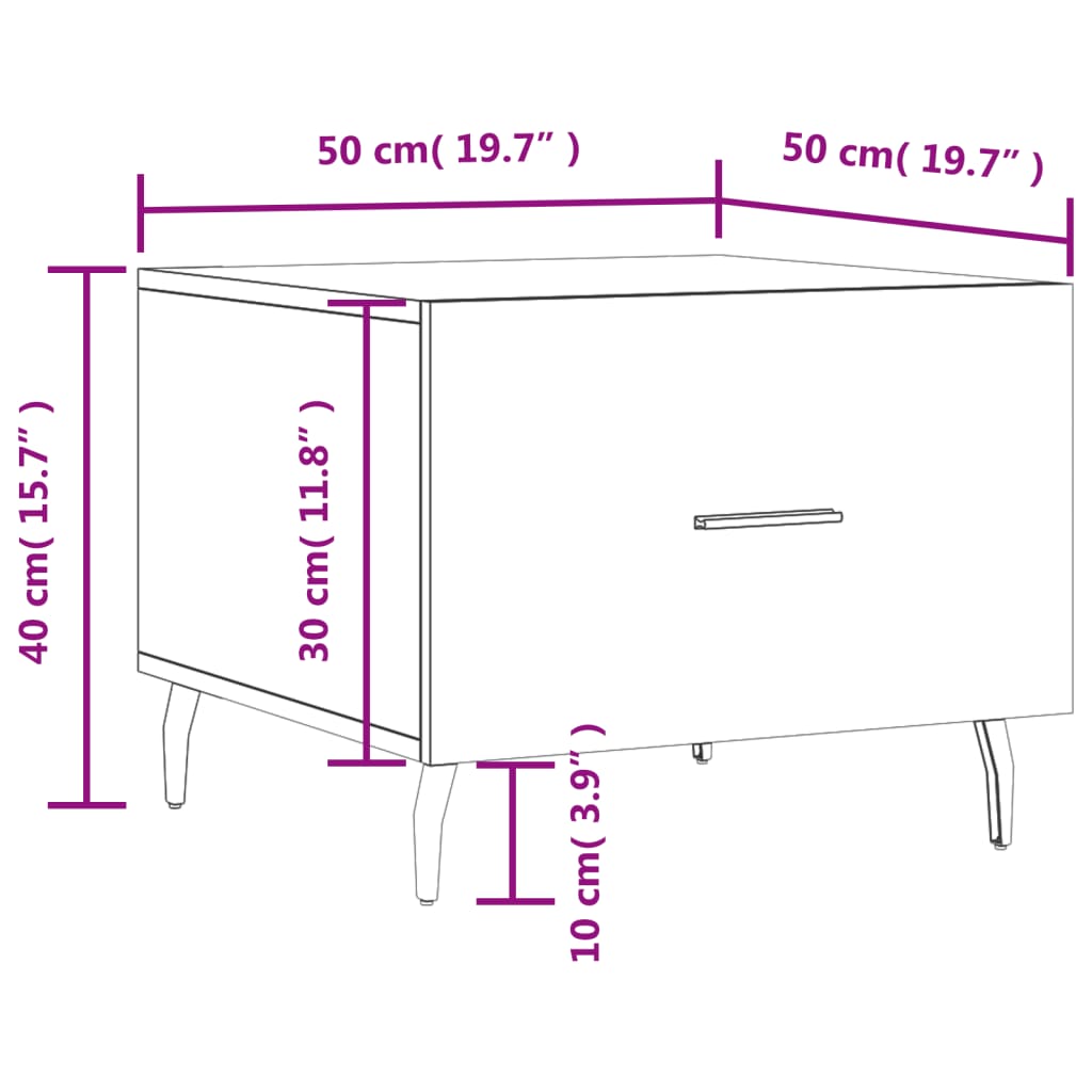 Couchtische 2 Stk. Hochglanz-Weiß 50x50x40 cm Holzwerkstoff