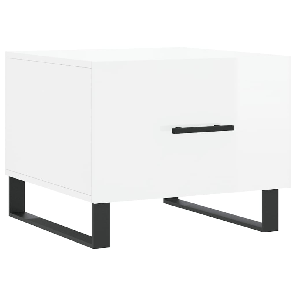 Tables basses 2 pcs. blanc brillant 50x50x40 cm en bois