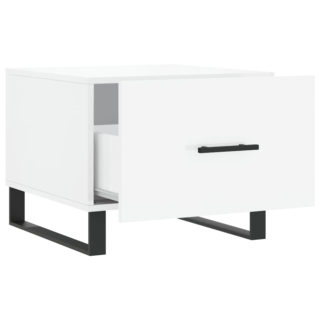 Tables basses 2 pcs. blanc brillant 50x50x40 cm en bois