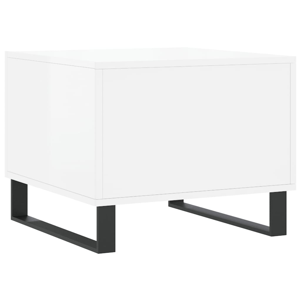 Tables basses 2 pcs. blanc brillant 50x50x40 cm en bois