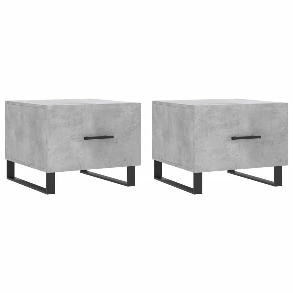 Tables basses 2 pcs. Gris béton 50x50x40 cm matériau bois