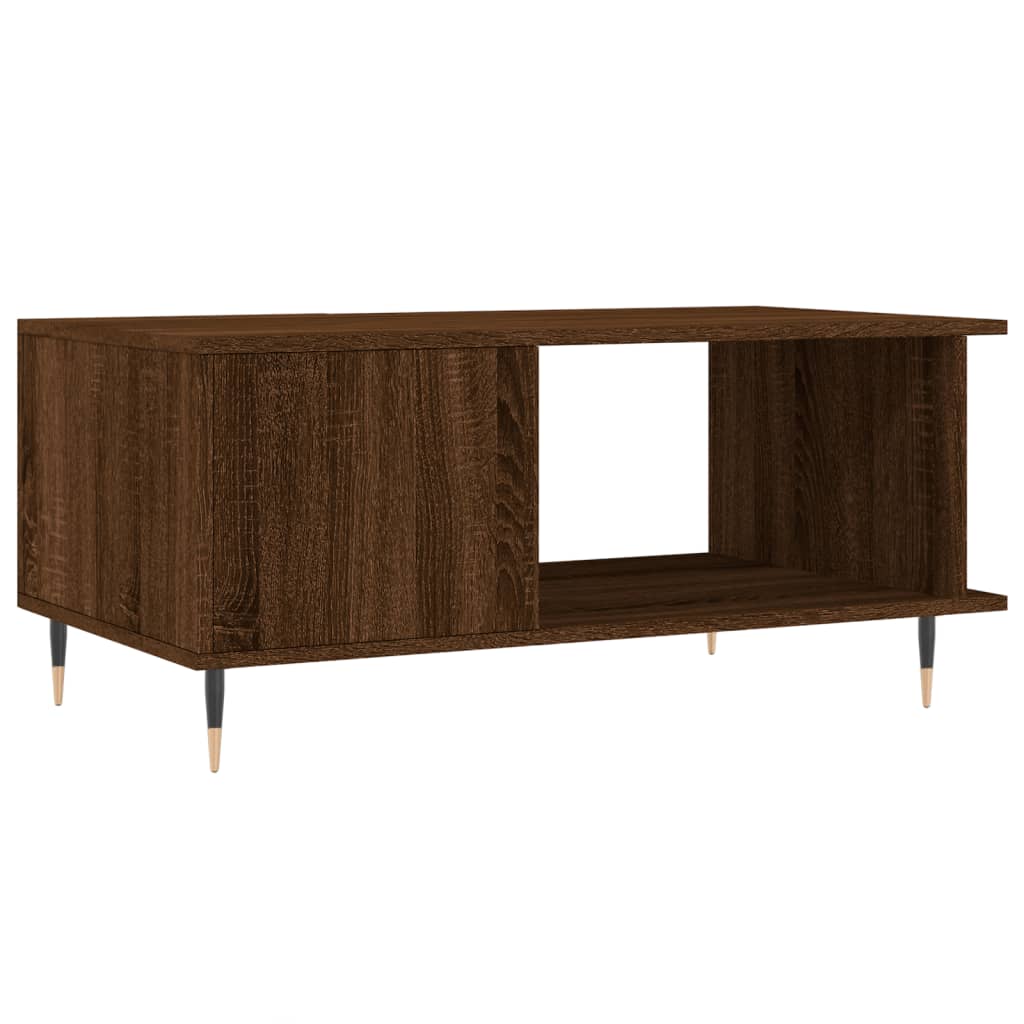 Table basse aspect chêne marron 90x50x40 cm en bois