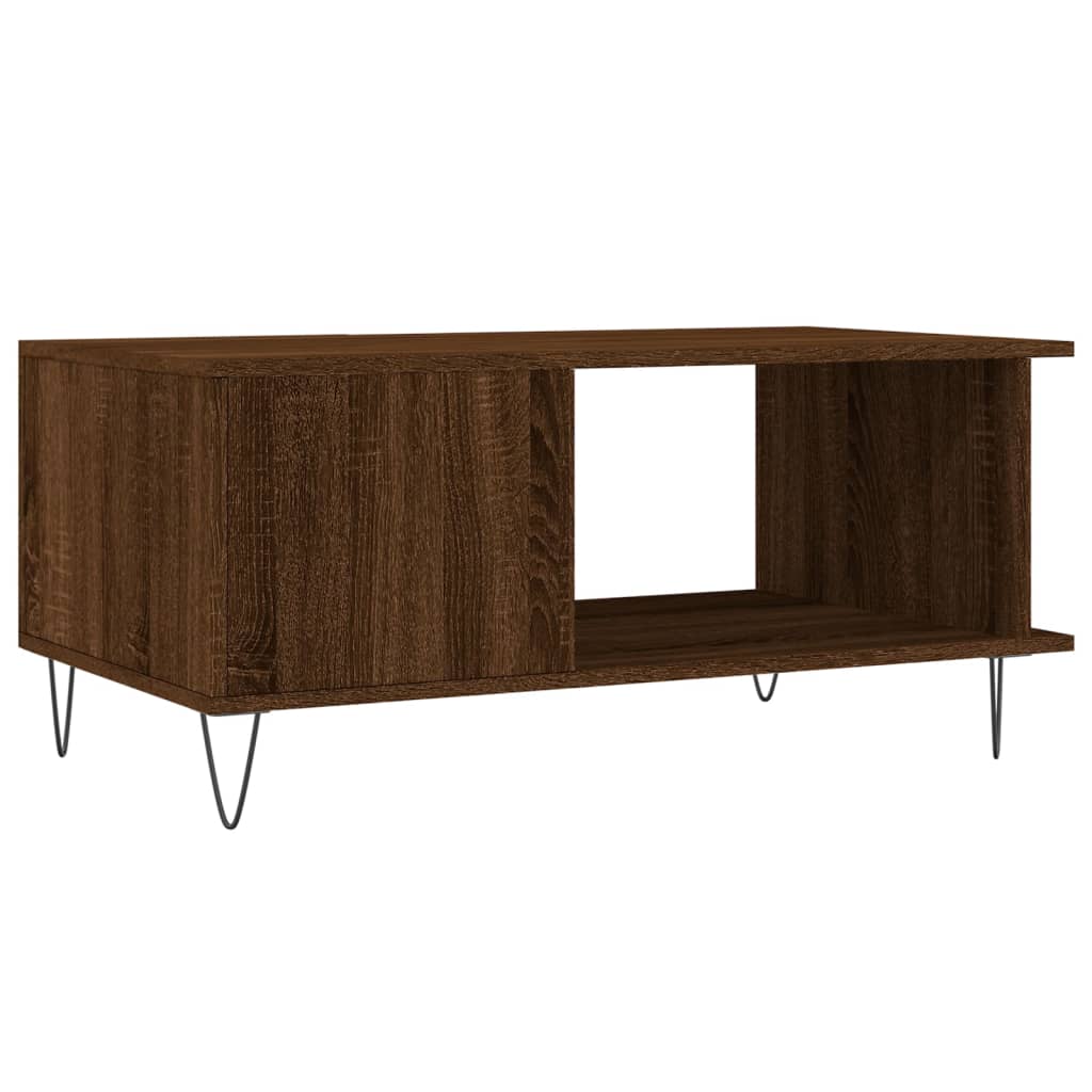 Table basse aspect chêne marron 90x50x40 cm en bois