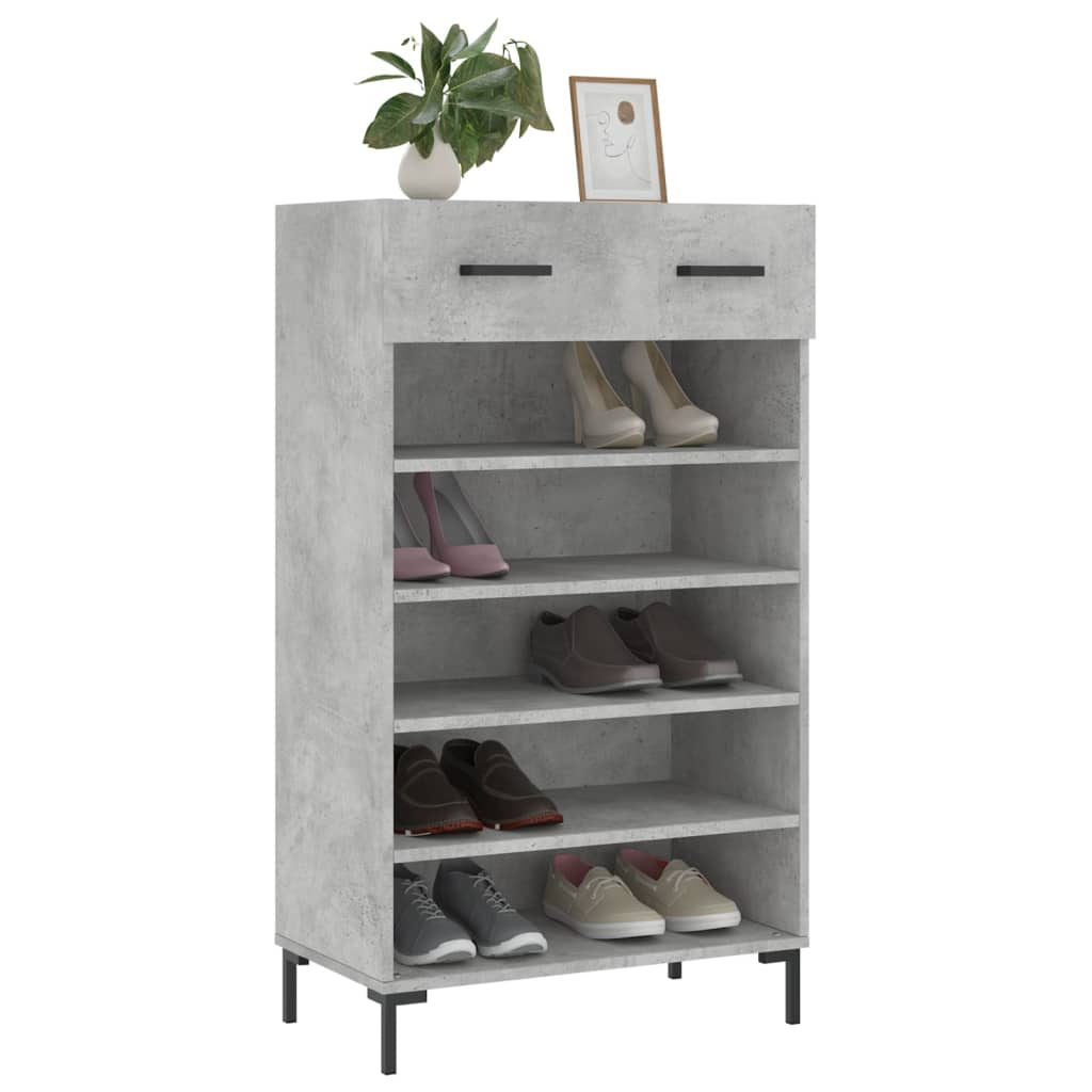 Shoe Cabinet Concrete Grey 60x35x105 cm Wood Material