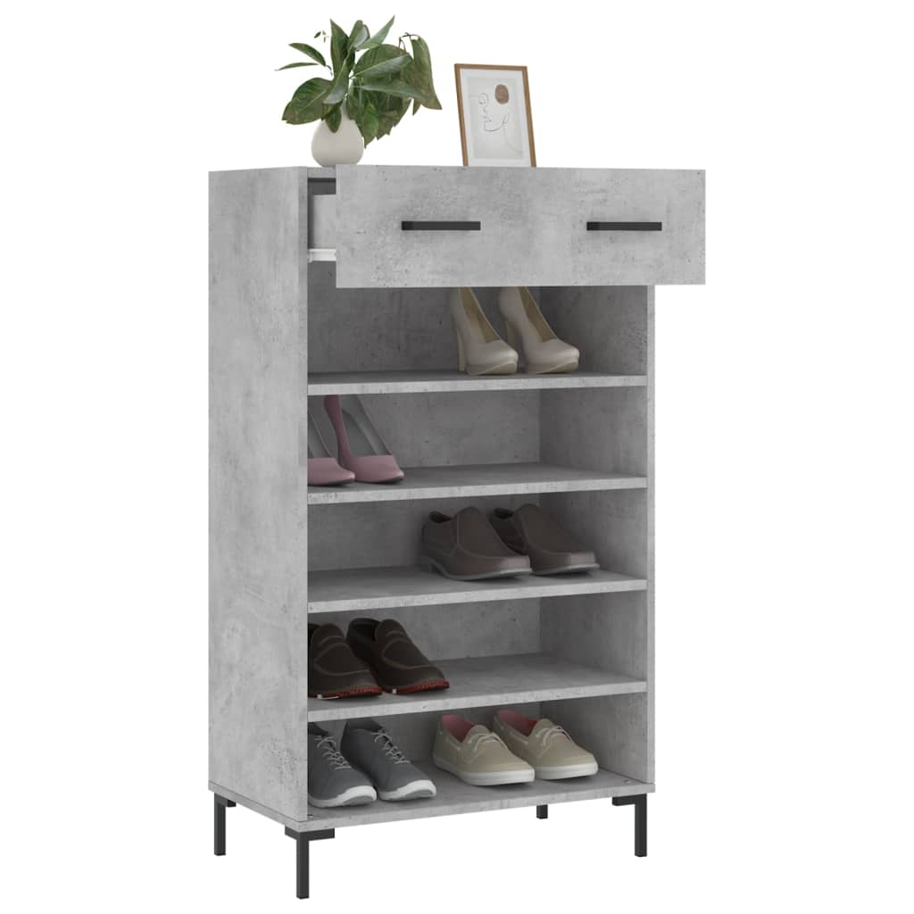 Shoe Cabinet Concrete Grey 60x35x105 cm Wood Material