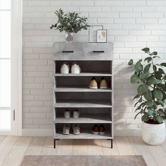 Shoe Cabinet Concrete Grey 60x35x105 cm Wood Material