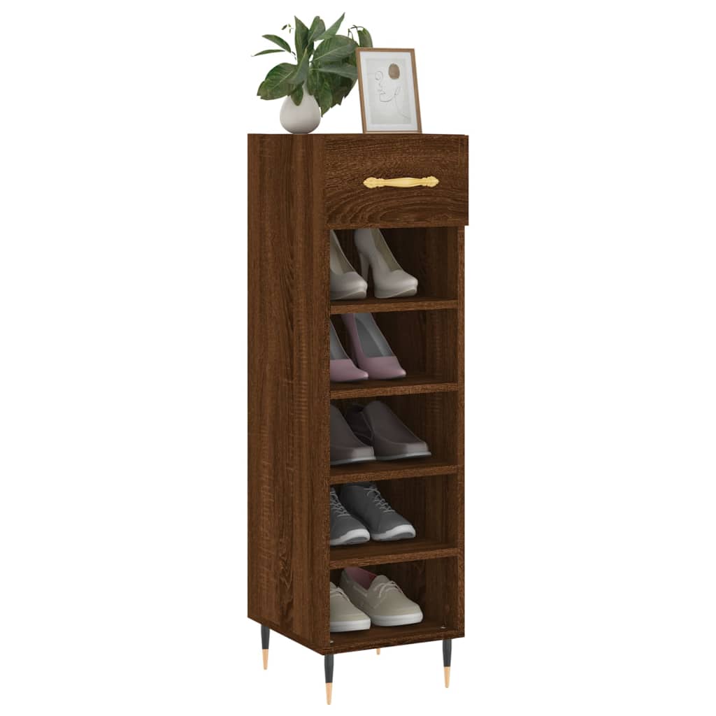 Shoe Cabinet Brown Oak Look 30x35x105 cm Wood Material