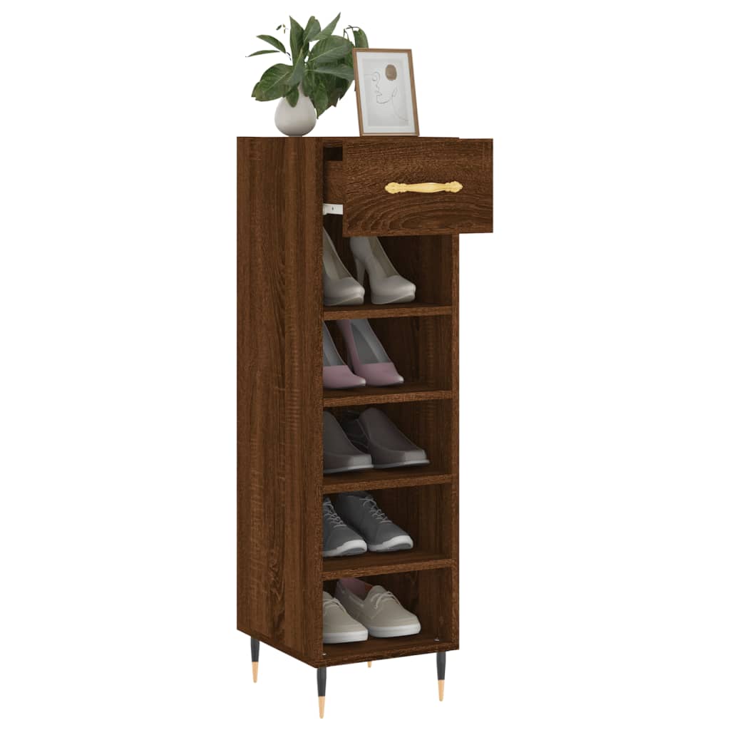 Shoe Cabinet Brown Oak Look 30x35x105 cm Wood Material
