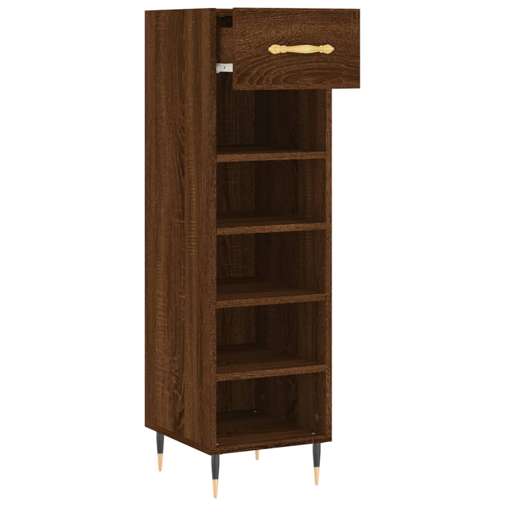 Shoe Cabinet Brown Oak Look 30x35x105 cm Wood Material